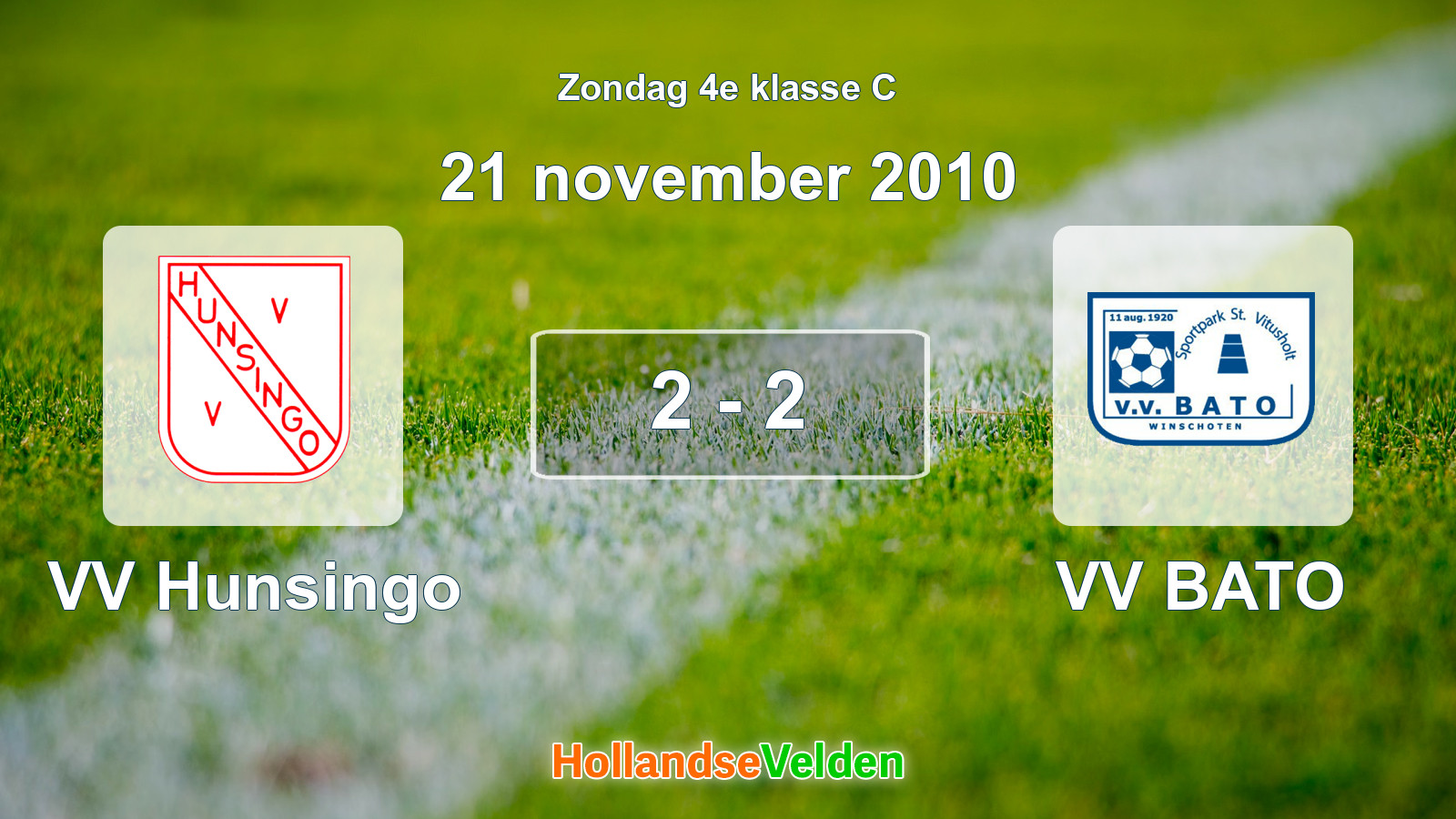 Gespeelde wedstrijd: VV Hunsingo - VV BATO 2 - 2 (21 november 2010)
