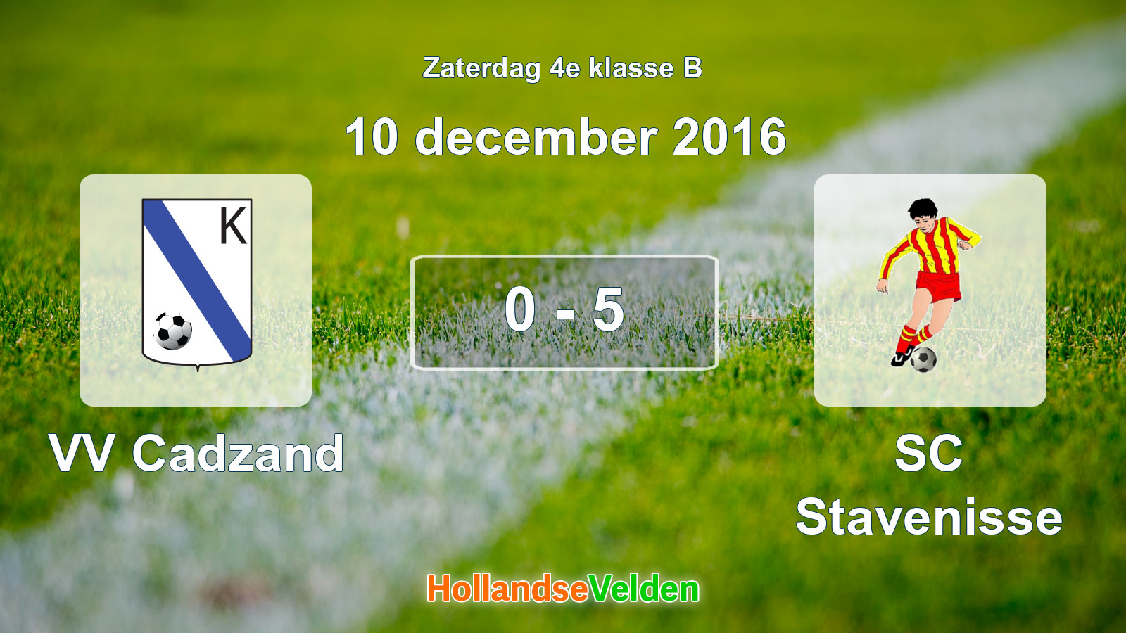 Gespeelde wedstrijd: VV Cadzand - SC Stavenisse 0 - 5 (10 december 2016)
