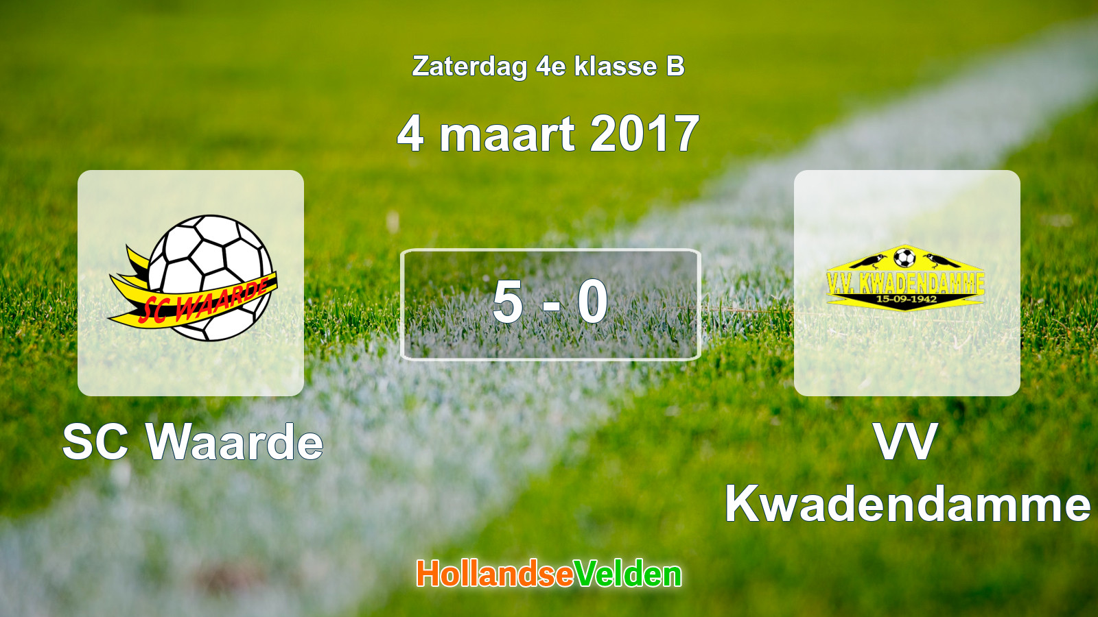 Gespeelde wedstrijd: SC Waarde - VV Kwadendamme 5 - 0 (4 maart 2017)