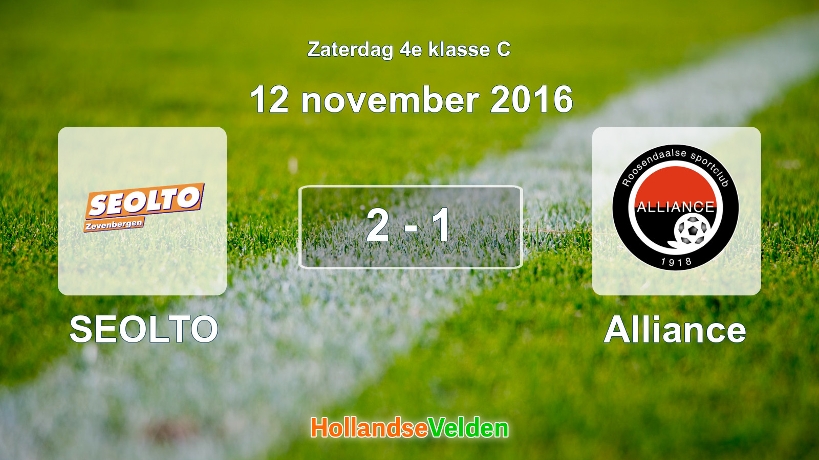 Gespeelde wedstrijd: SEOLTO - Alliance 2 - 1 (12 november 2016)