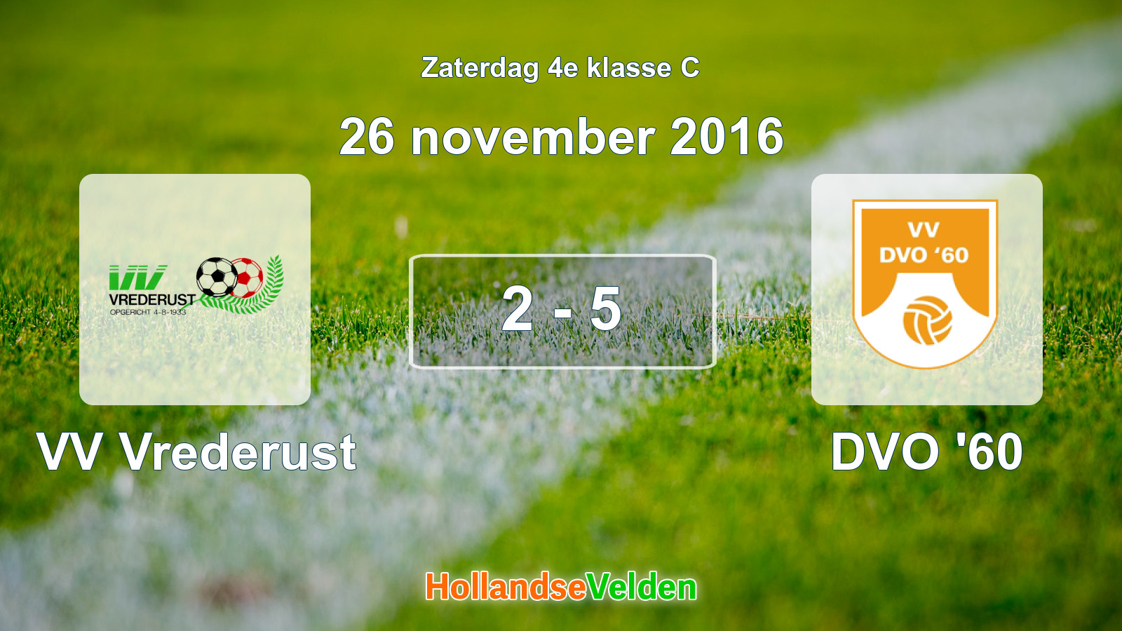 Gespeelde wedstrijd: VV Vrederust - DVO '60 2 - 5 (26 november 2016)