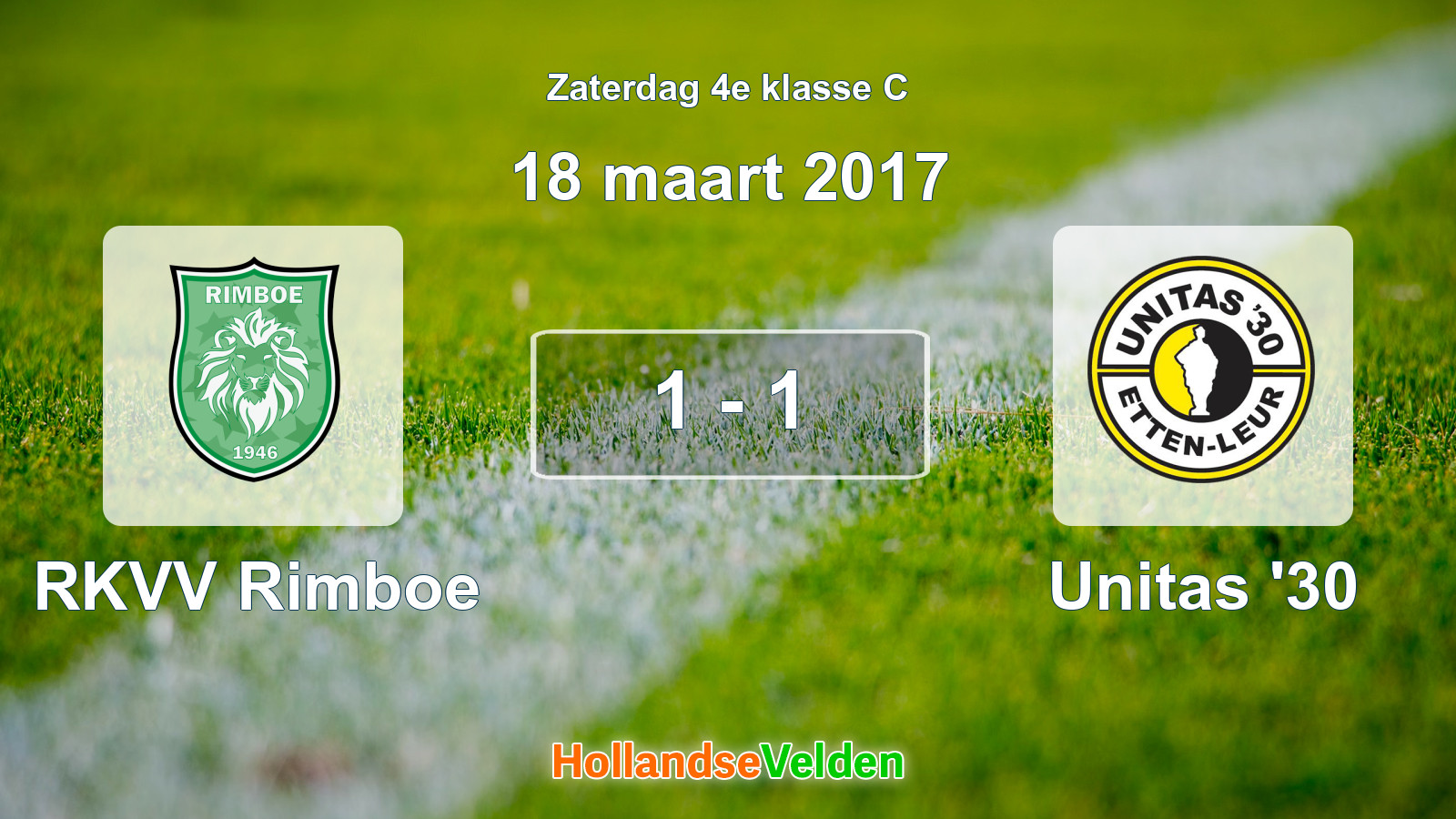 Gespeelde wedstrijd: RKVV Rimboe - Unitas '30 1 - 1 (18 maart 2017)