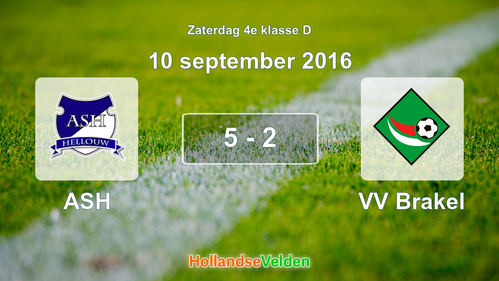 Gespeelde wedstrijd: ASH - VV Brakel 5 - 2 (10 september 2016)