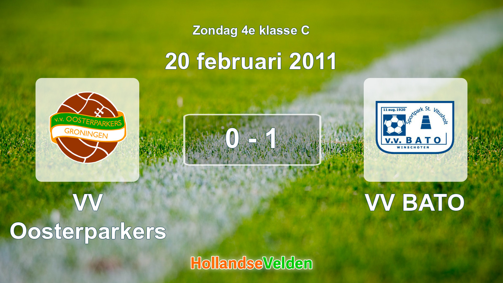 Gespeelde wedstrijd: VV Oosterparkers - VV BATO 0 - 1 (20 februari 2011)