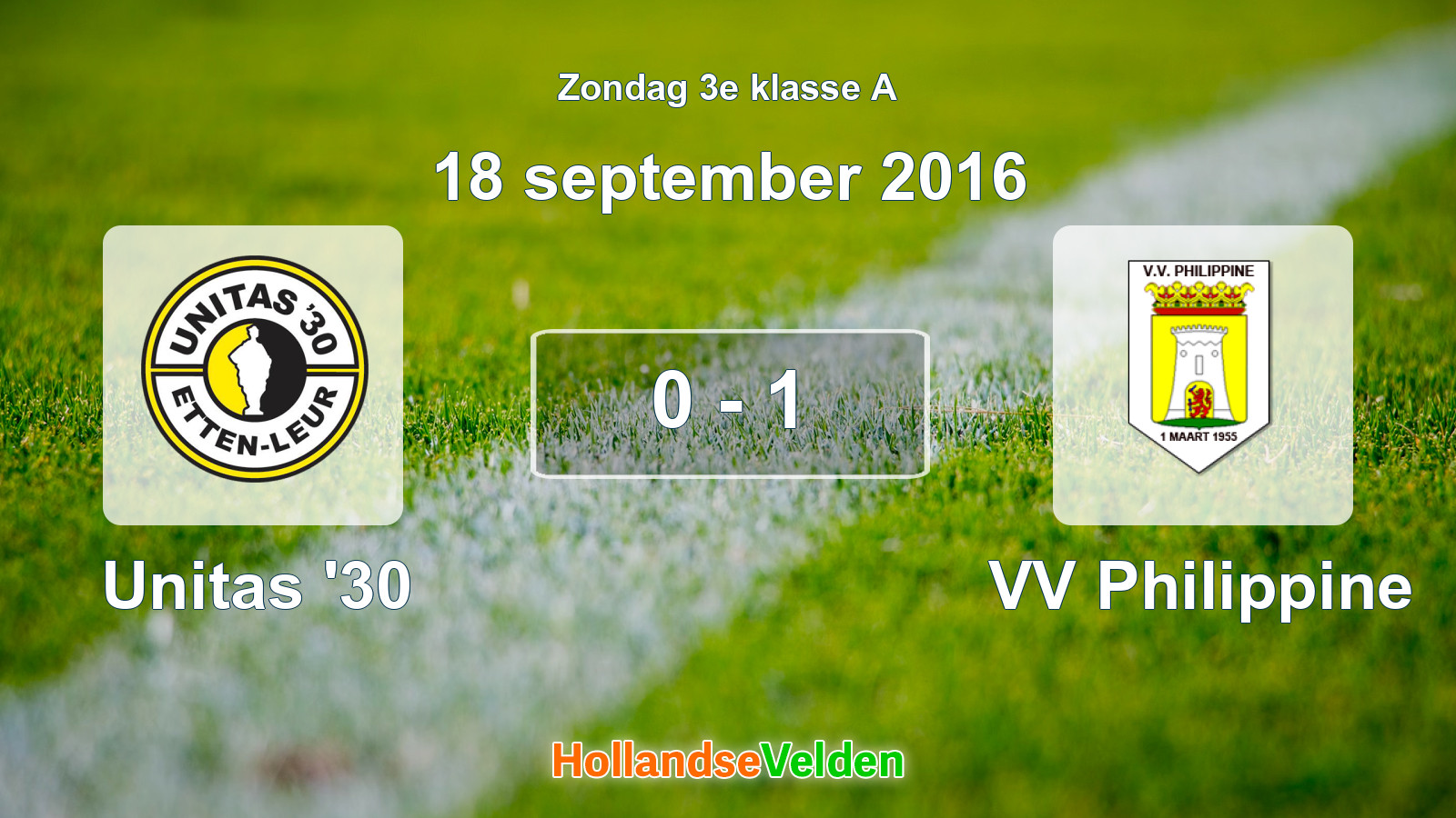 Gespeelde wedstrijd: Unitas '30 - VV Philippine 0 - 1 (18 september 2016)
