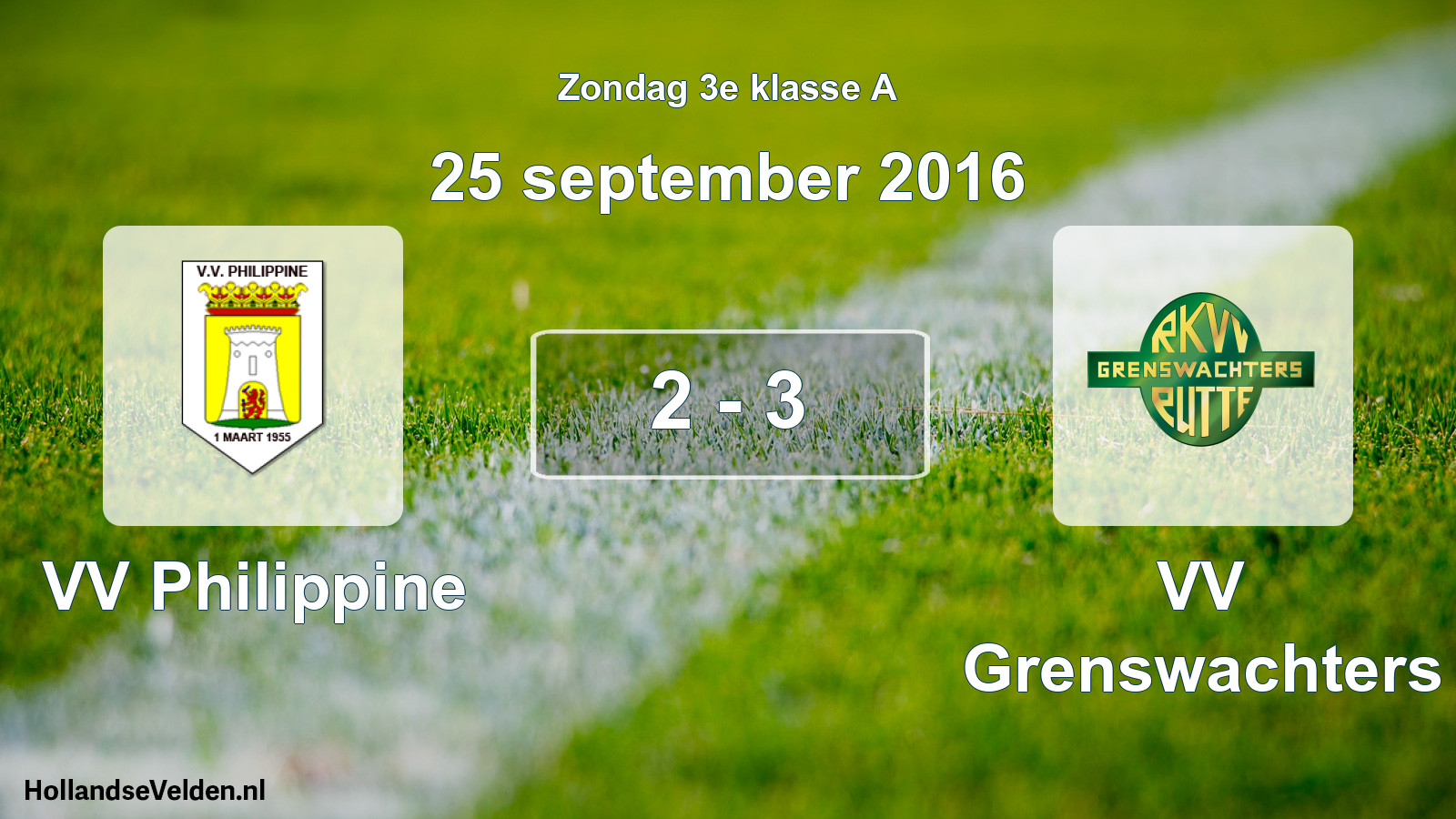 Gespeelde wedstrijd: VV Philippine - VV Grenswachters 2 - 3 (25 september 2016)