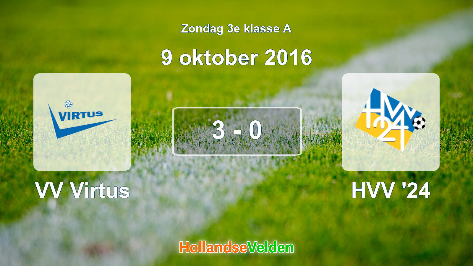 Gespeelde wedstrijd: VV Virtus - HVV '24 3 - 0 (9 oktober 2016)