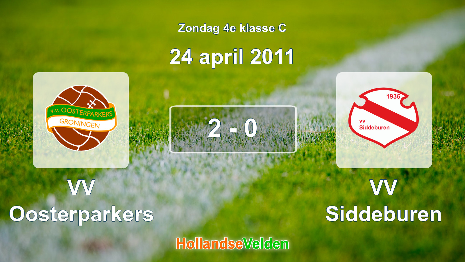 Gespeelde wedstrijd: VV Oosterparkers - VV Siddeburen 2 - 0 (24 april 2011)