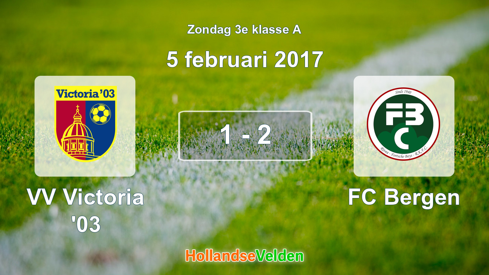 Gespeelde wedstrijd: VV Victoria '03 - FC Bergen 1 - 2 (5 februari 2017)