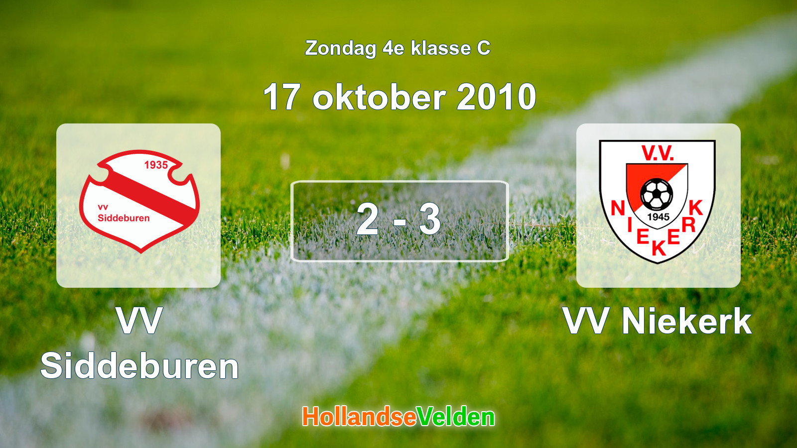Gespeelde wedstrijd: VV Siddeburen - VV Niekerk 2 - 3 (17 oktober 2010)