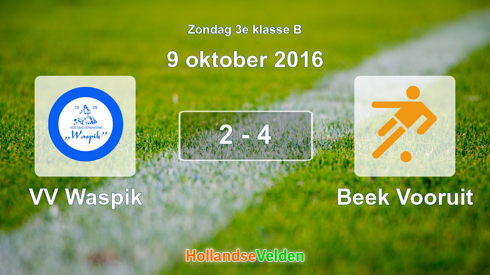 Gespeelde wedstrijd: VV Waspik - Beek Vooruit 2 - 4 (9 oktober 2016)