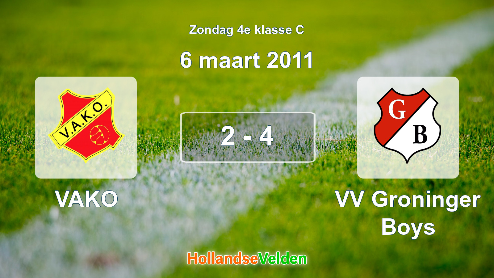 Gespeelde wedstrijd: VAKO - VV Groninger Boys 2 - 4 (6 maart 2011)