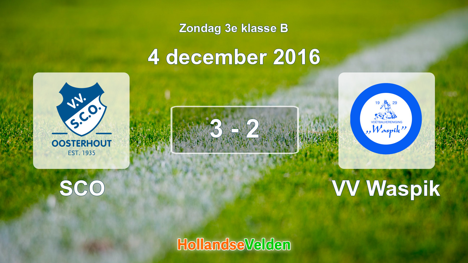 Gespeelde wedstrijd: SCO - VV Waspik 3 - 2 (4 december 2016)
