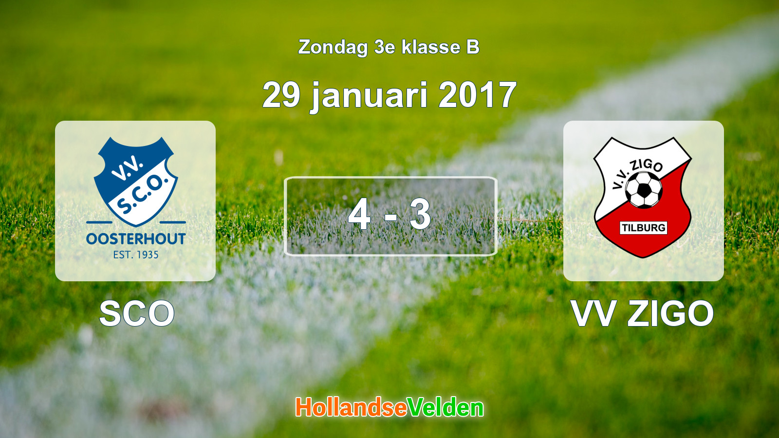Gespeelde wedstrijd: SCO - VV ZIGO 4 - 3 (29 januari 2017)