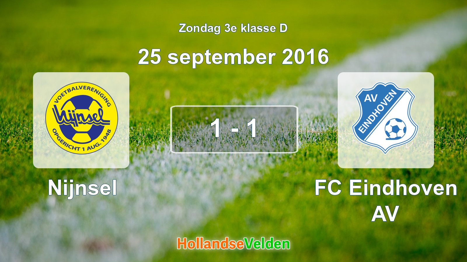 Gespeelde wedstrijd: Nijnsel - FC Eindhoven AV 1 - 1 (25 september 2016)