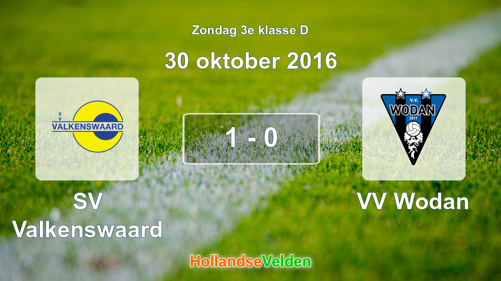 Gespeelde wedstrijd: SV Valkenswaard - VV Wodan 1 - 0 (30 oktober 2016)
