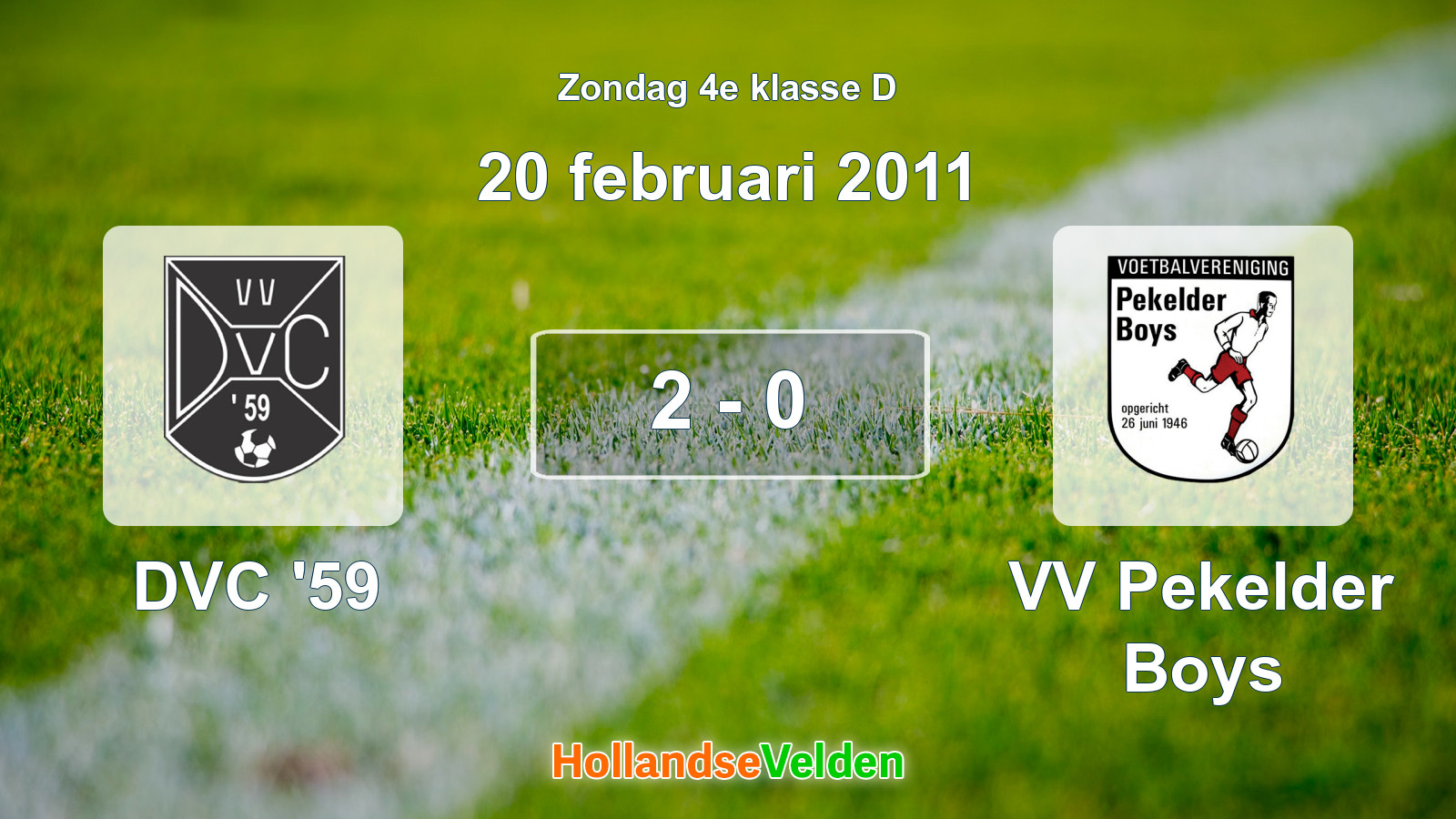 Gespeelde wedstrijd: DVC '59 - VV Pekelder Boys 2 - 0 (20 februari 2011)