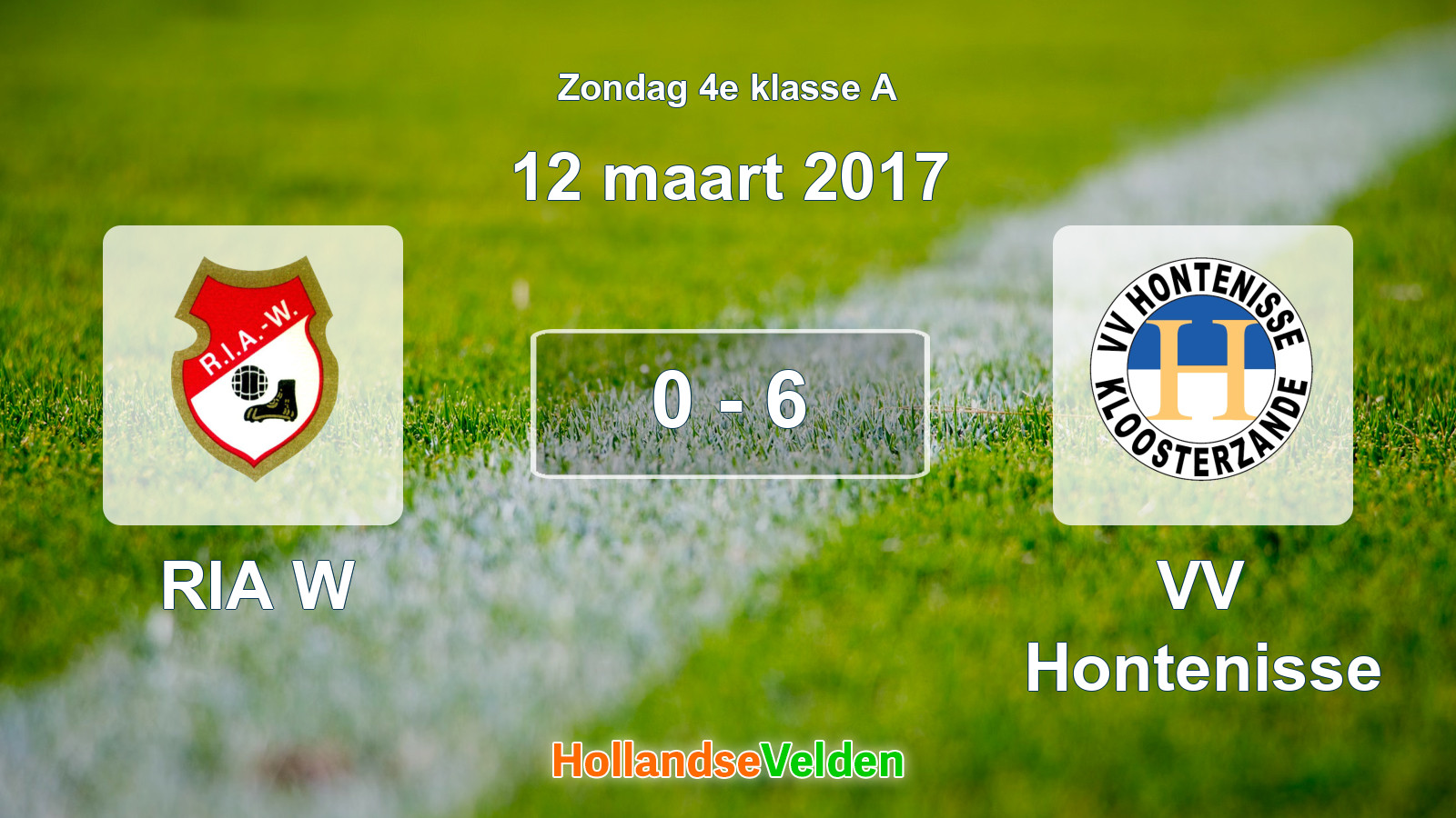 Gespeelde wedstrijd: RIA W - VV Hontenisse 0 - 6 (12 maart 2017)