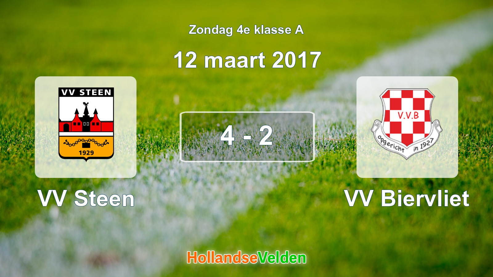 Gespeelde wedstrijd: VV Steen - VV Biervliet 4 - 2 (12 maart 2017)