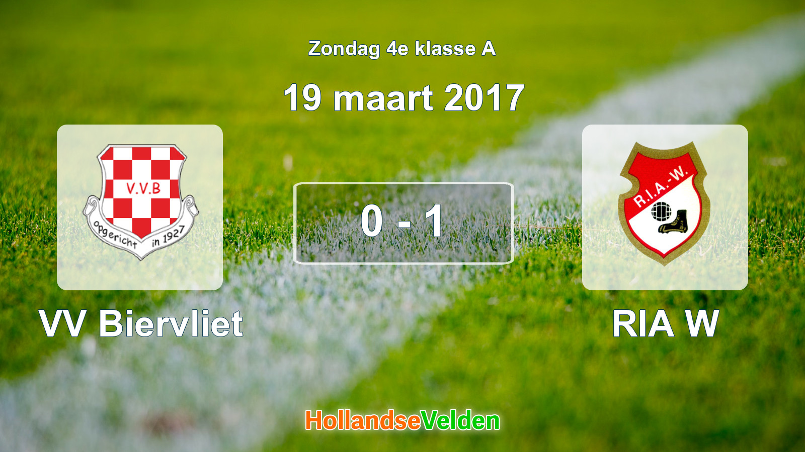 Gespeelde wedstrijd: VV Biervliet - RIA W 0 - 1 (19 maart 2017)