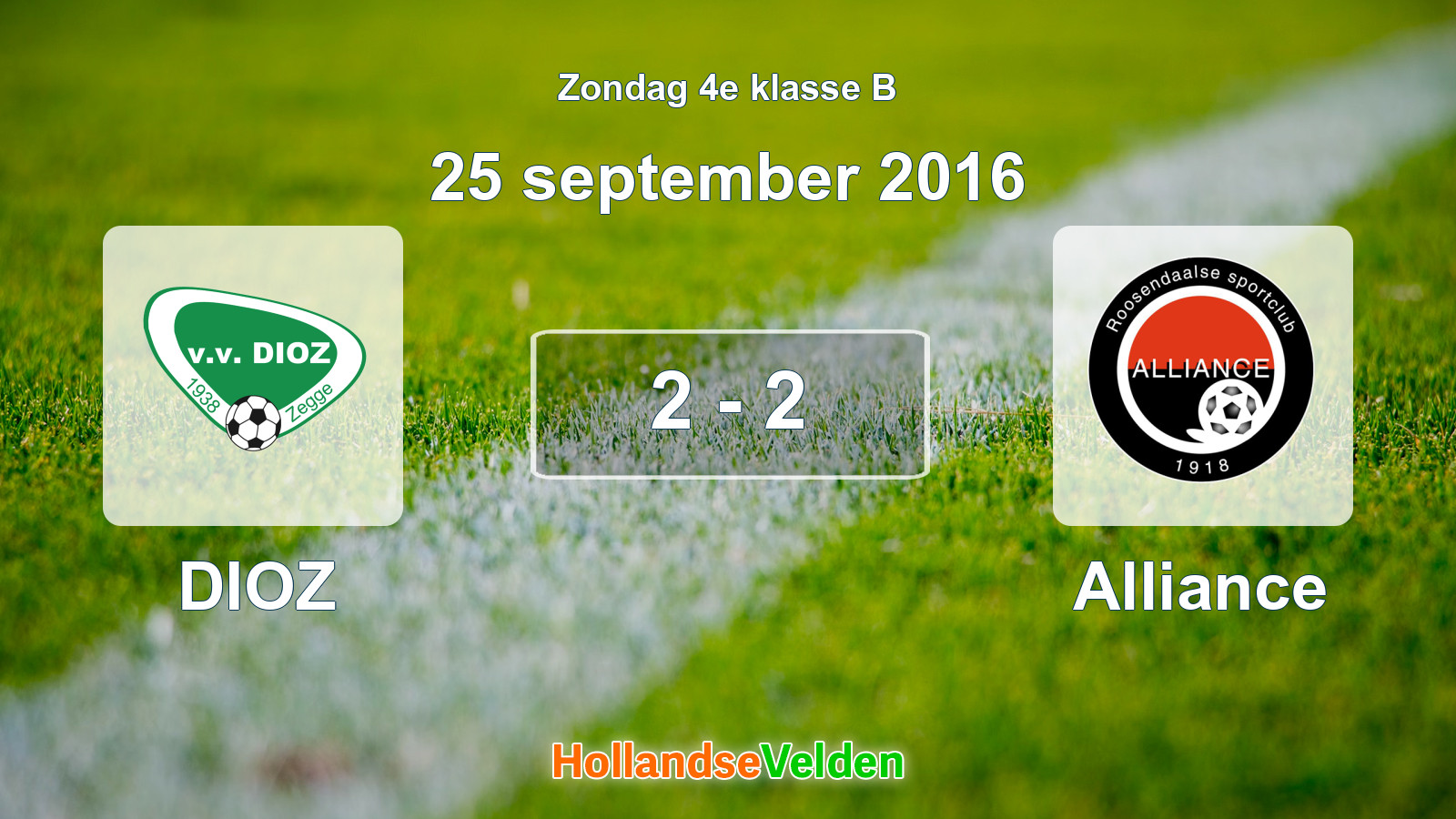 Gespeelde wedstrijd: DIOZ - Alliance 2 - 2 (25 september 2016)