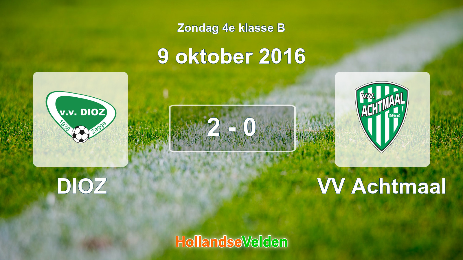 Gespeelde wedstrijd: DIOZ - VV Achtmaal 2 - 0 (9 oktober 2016)