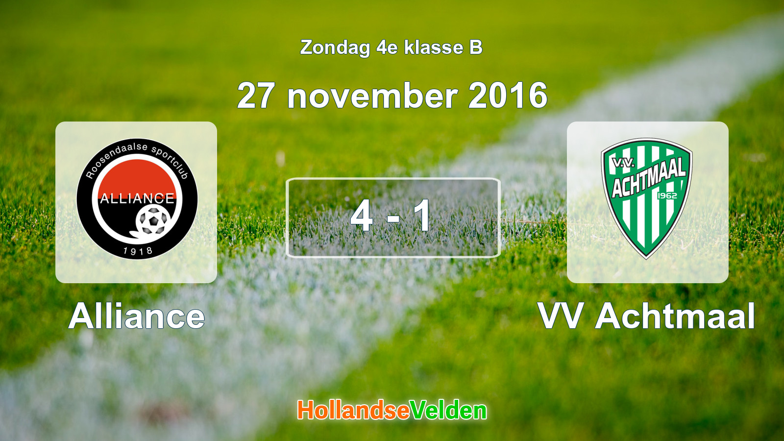 Gespeelde wedstrijd: Alliance - VV Achtmaal 4 - 1 (27 november 2016)