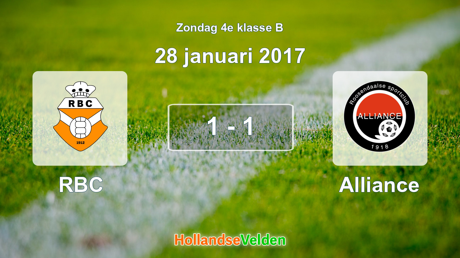 Gespeelde wedstrijd: RBC - Alliance 1 - 1 (28 januari 2017)