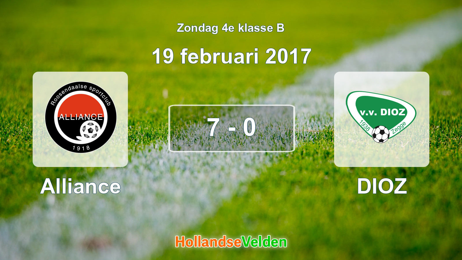 Gespeelde wedstrijd: Alliance - DIOZ 7 - 0 (19 februari 2017)