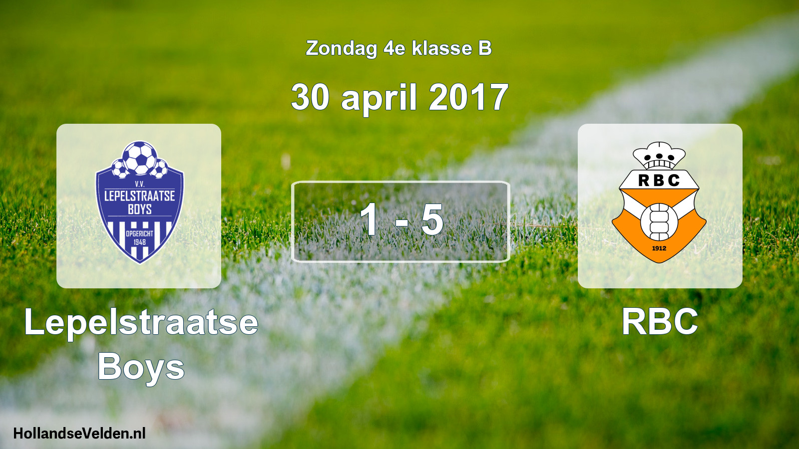 Gespeelde wedstrijd: Lepelstraatse Boys - RBC 1 - 5 (30 april 2017)