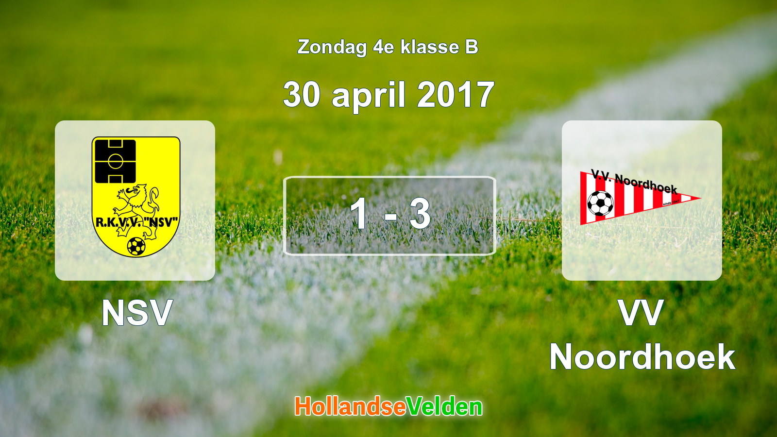 Gespeelde wedstrijd: NSV - VV Noordhoek 1 - 3 (30 april 2017)