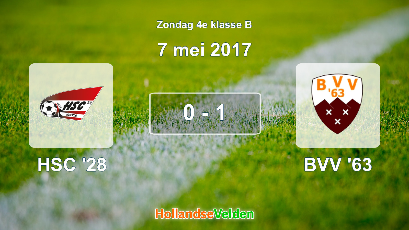 Gespeelde wedstrijd: HSC '28 - BVV '63 0 - 1 (7 mei 2017)