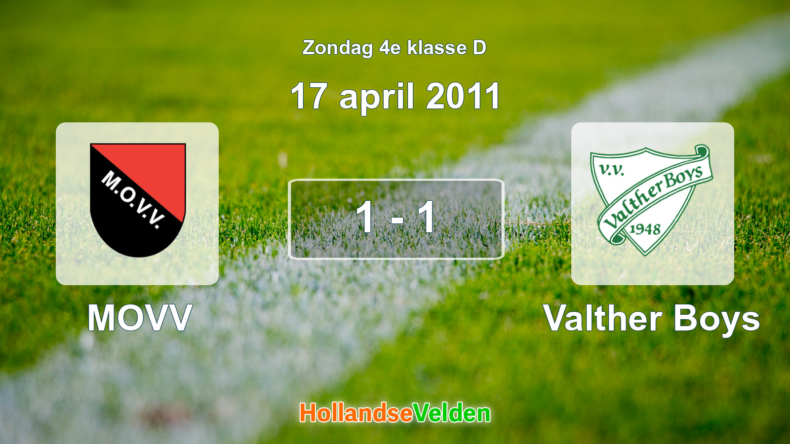 Gespeelde wedstrijd: MOVV - Valther Boys 1 - 1 (17 april 2011)