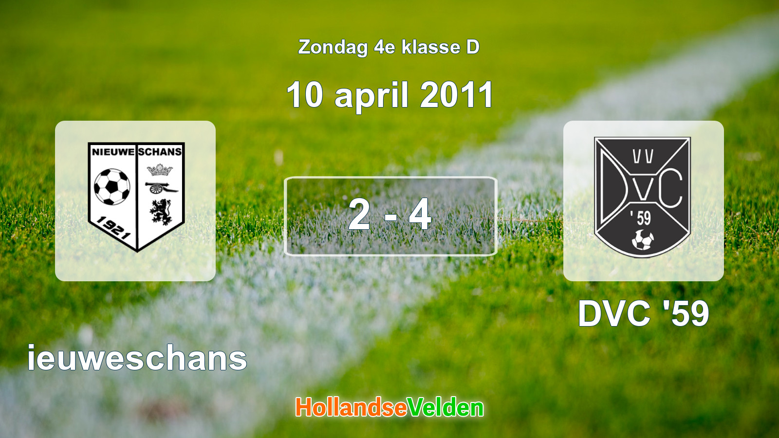 Gespeelde wedstrijd: Nieuweschans - DVC '59 2 - 4 (10 april 2011)