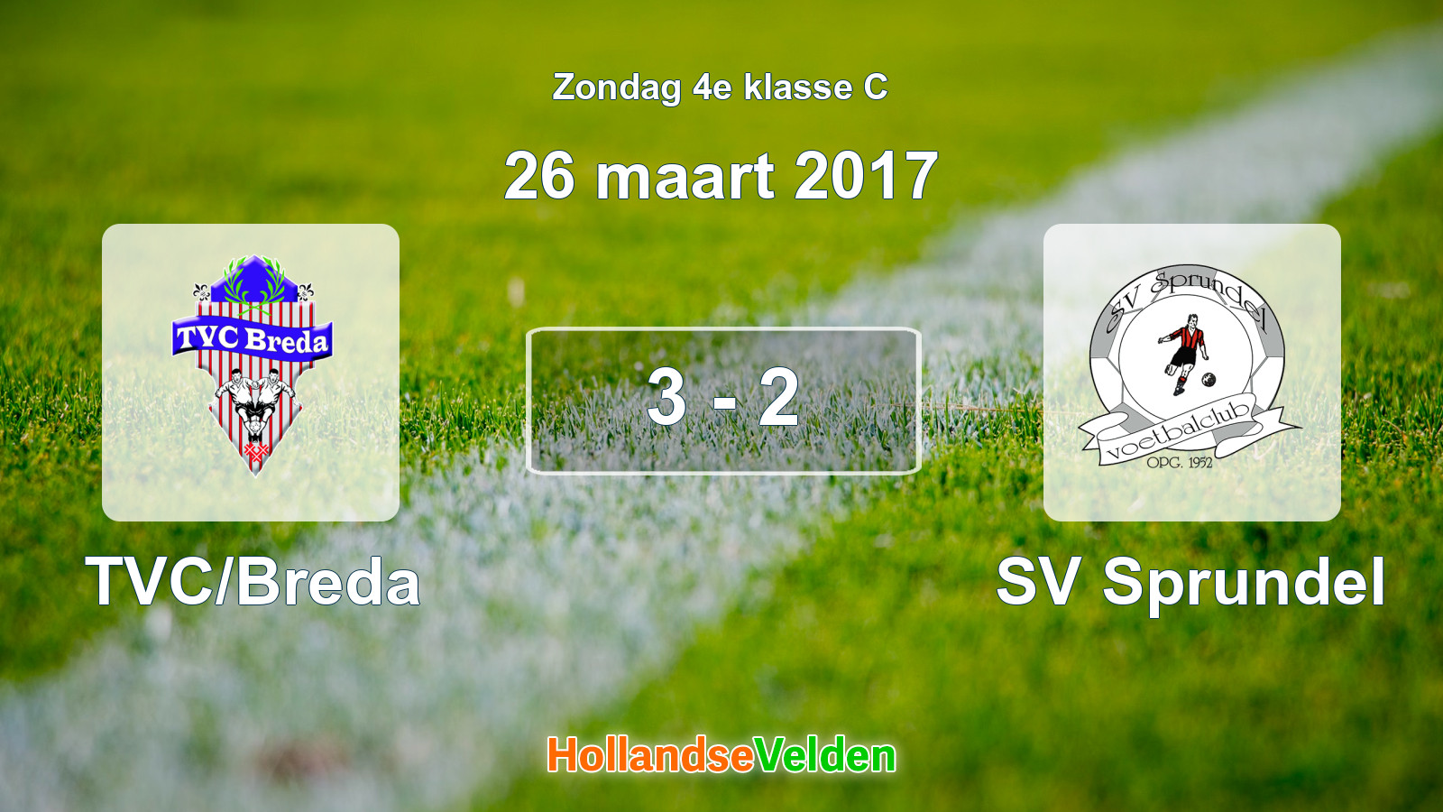 Gespeelde wedstrijd: TVC/Breda - SV Sprundel 3 - 2 (26 maart 2017)