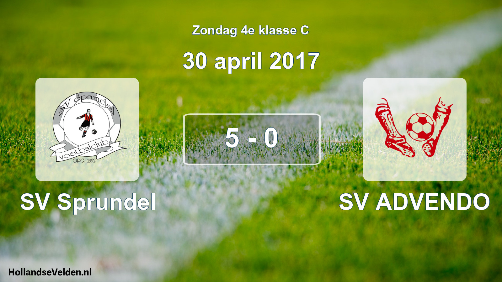 Gespeelde wedstrijd: SV Sprundel - SV ADVENDO 5 - 0 (30 april 2017)