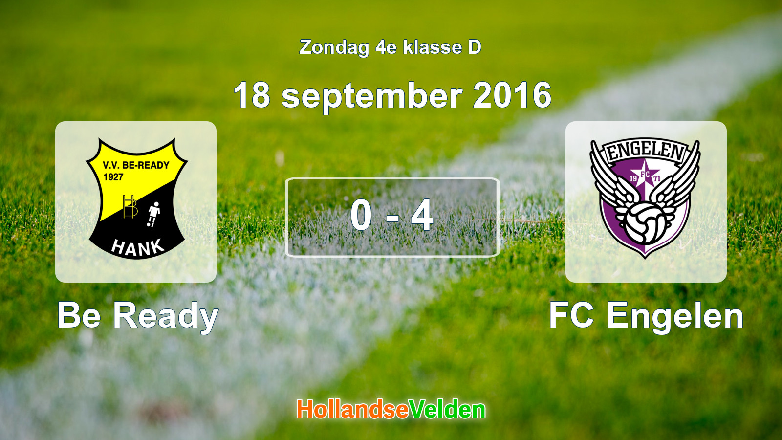 Gespeelde wedstrijd: Be Ready - FC Engelen 0 - 4 (18 september 2016)