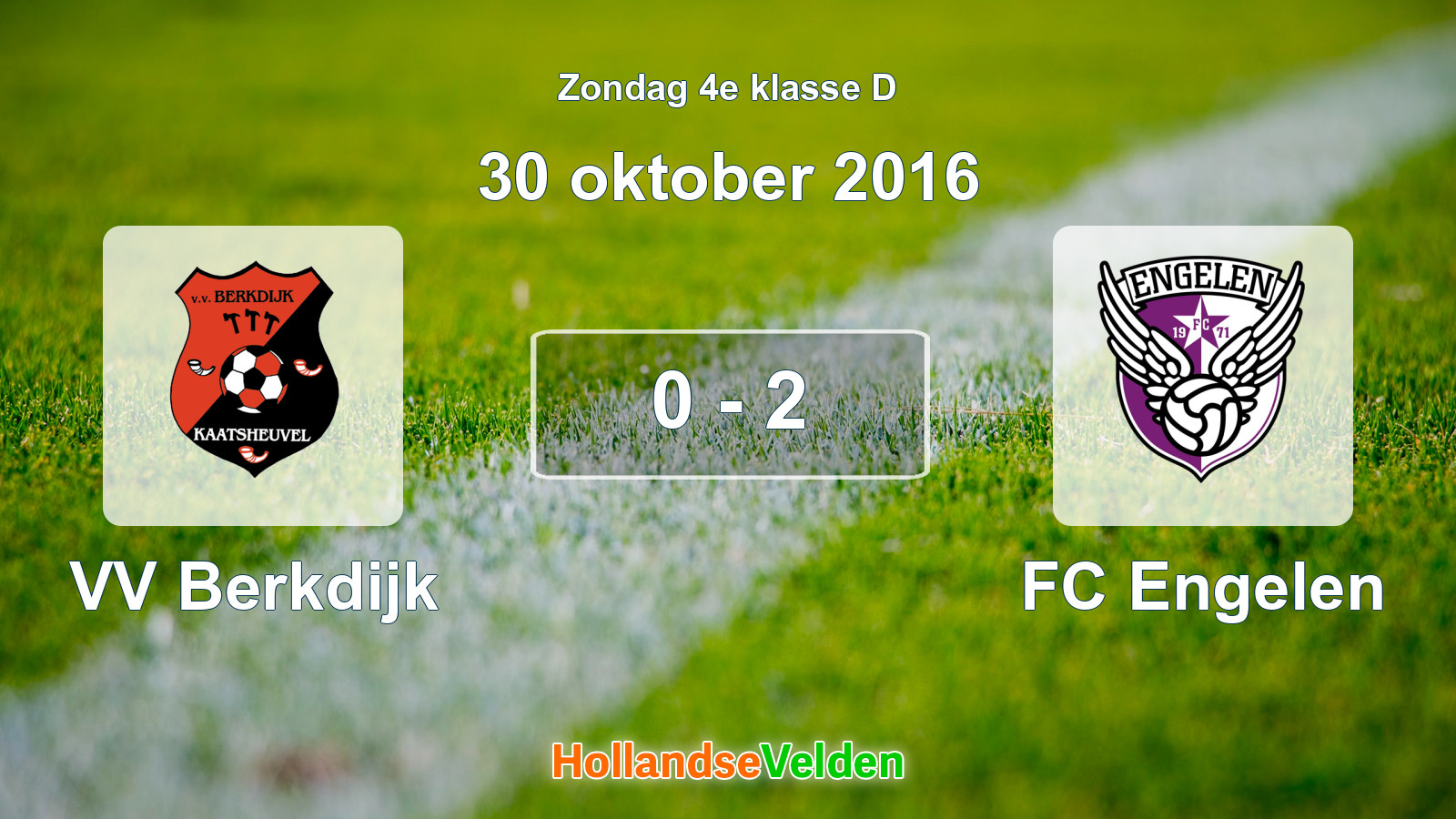 Gespeelde wedstrijd: VV Berkdijk - FC Engelen 0 - 2 (30 oktober 2016)