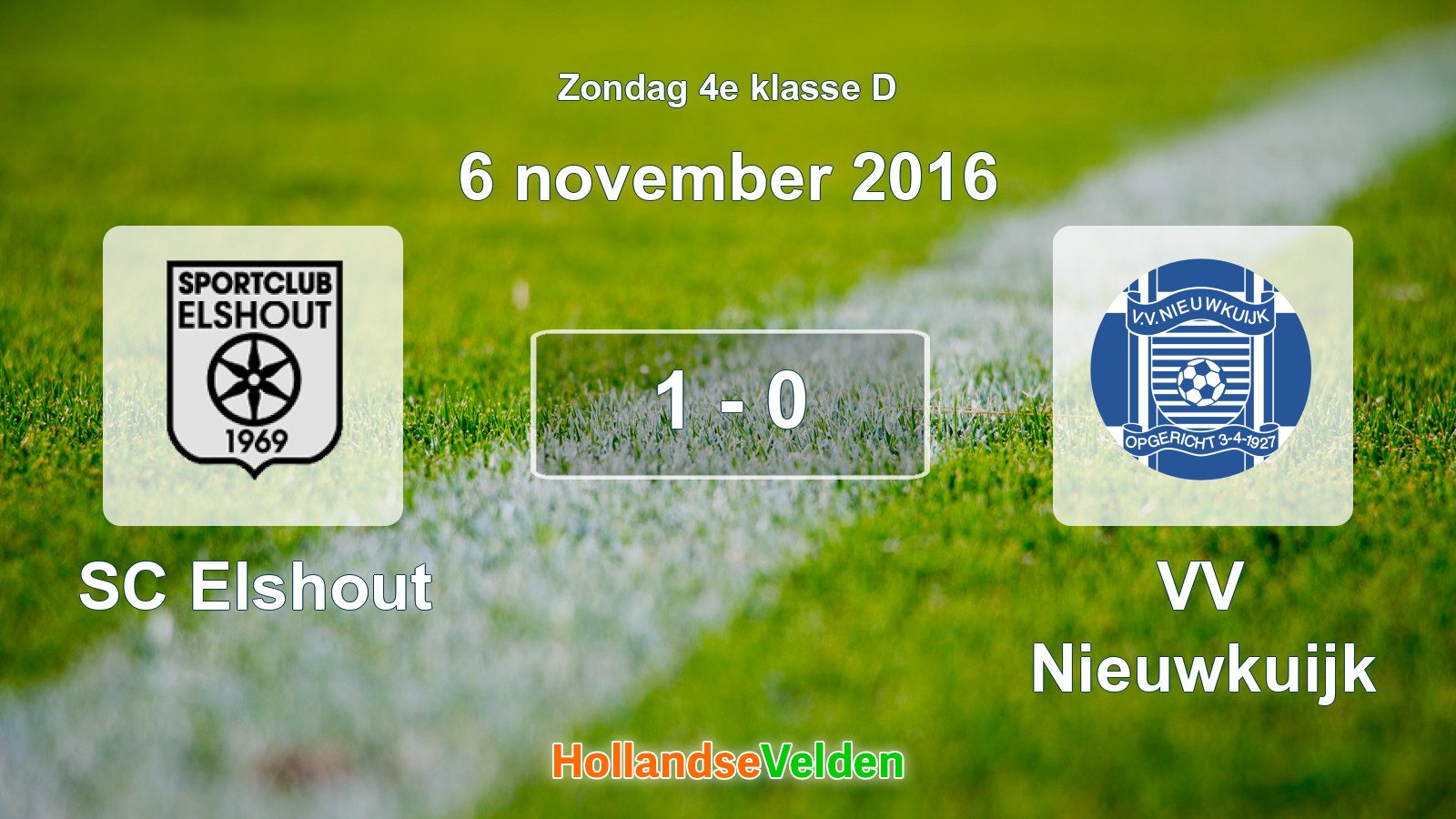 Gespeelde wedstrijd: SC Elshout - VV Nieuwkuijk 1 - 0 (6 november 2016)