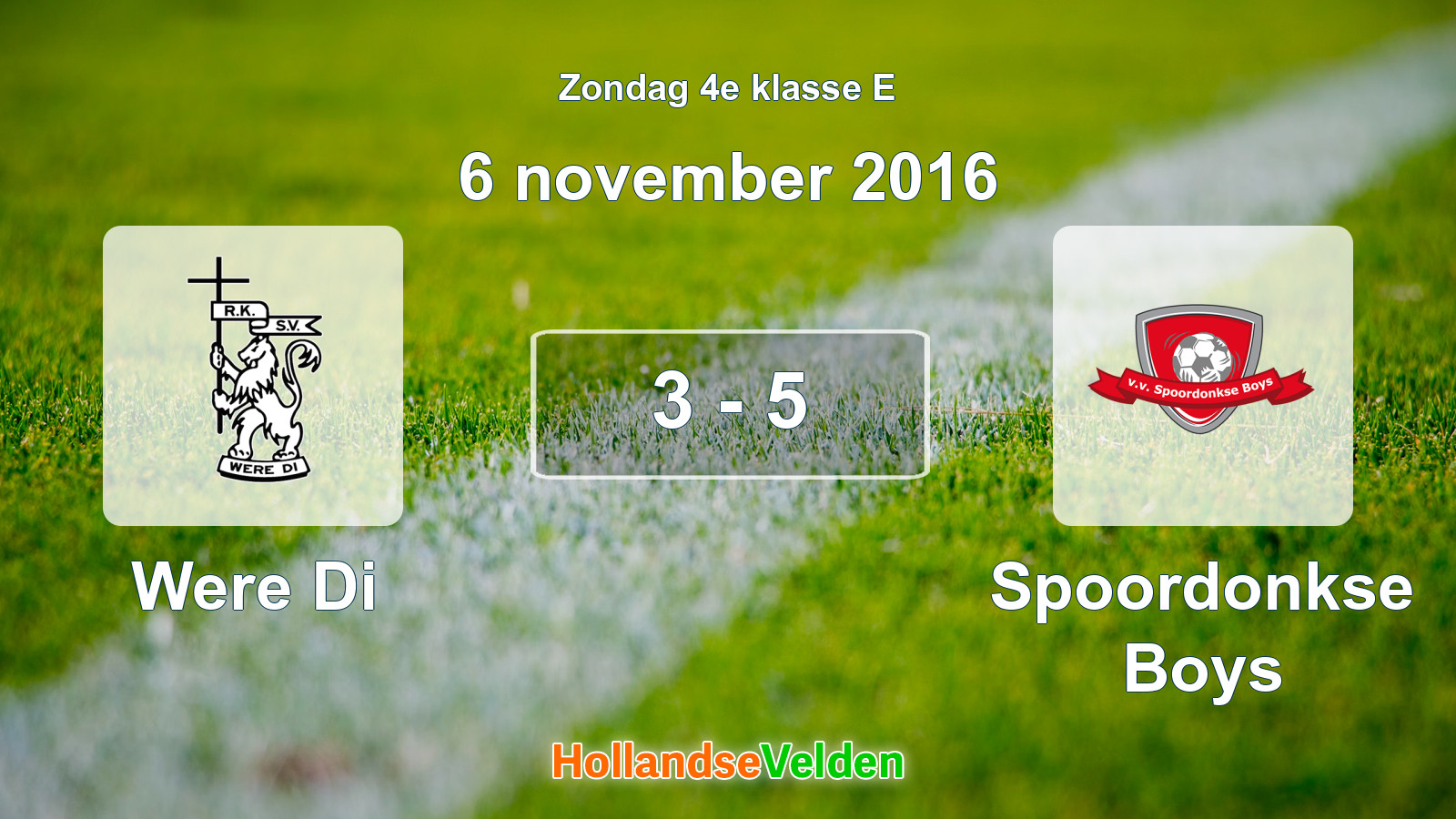 Gespeelde wedstrijd: Were Di - Spoordonkse Boys 3 - 5 (6 november 2016)