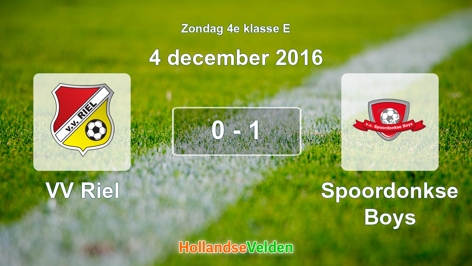 Gespeelde wedstrijd: VV Riel - Spoordonkse Boys 0 - 1 (4 december 2016)