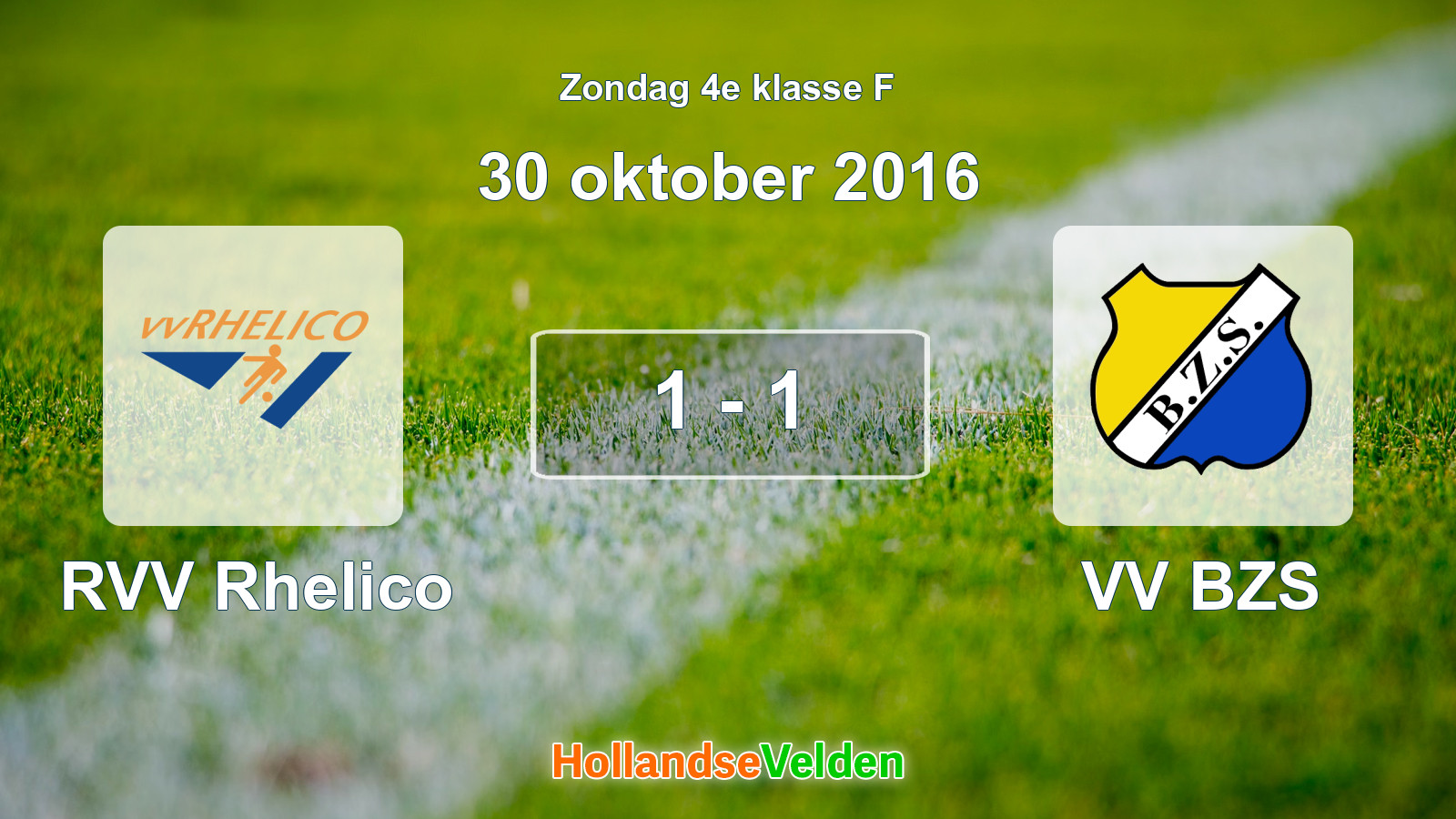 Gespeelde wedstrijd: RVV Rhelico - VV BZS 1 - 1 (30 oktober 2016)