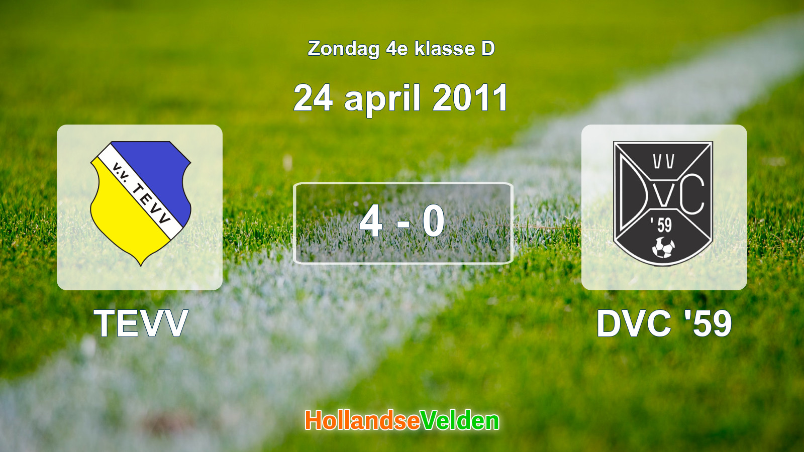 Gespeelde wedstrijd: TEVV - DVC '59 4 - 0 (24 april 2011)