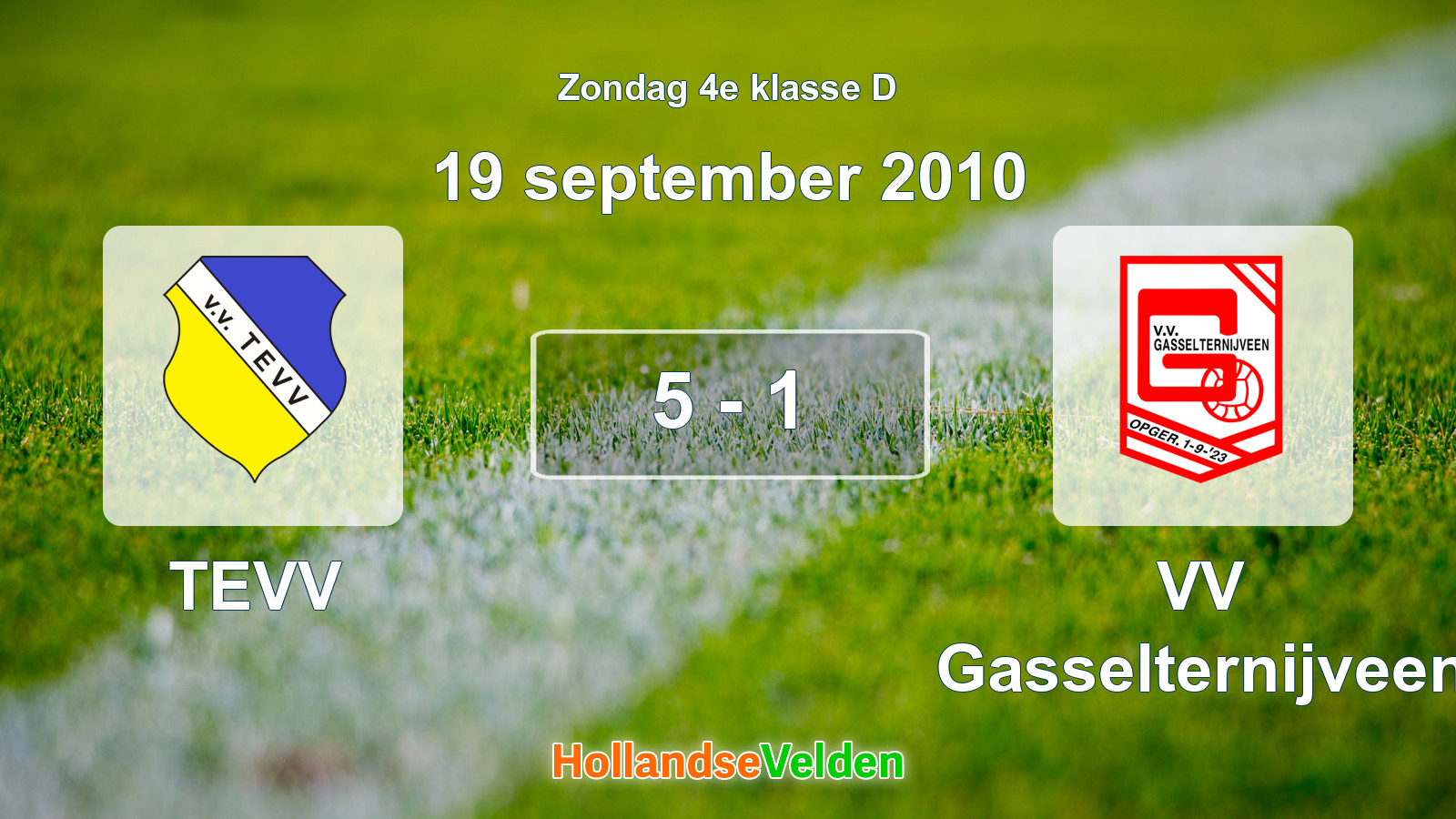 Gespeelde wedstrijd: TEVV - VV Gasselternijveen 5 - 1 (19 september 2010)