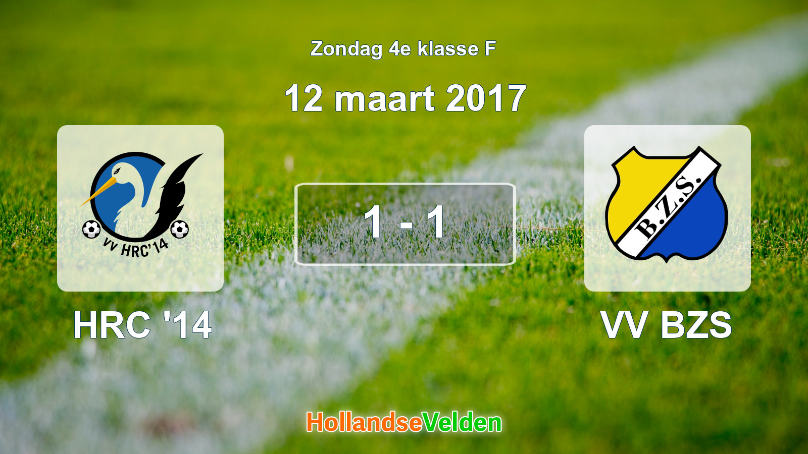 Gespeelde wedstrijd: HRC '14 - VV BZS 1 - 1 (12 maart 2017)