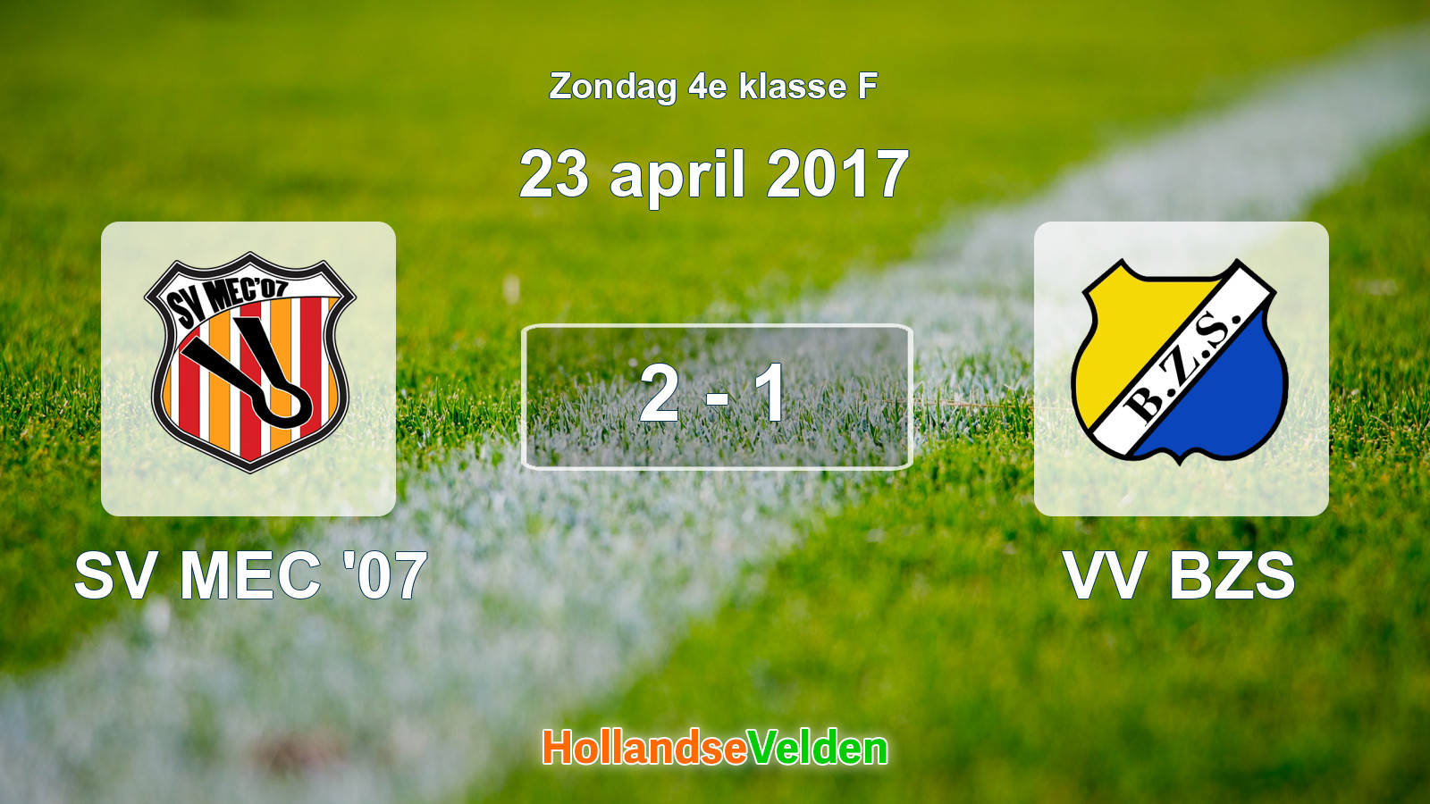Gespeelde wedstrijd: SV MEC '07 - VV BZS 2 - 1 (23 april 2017)