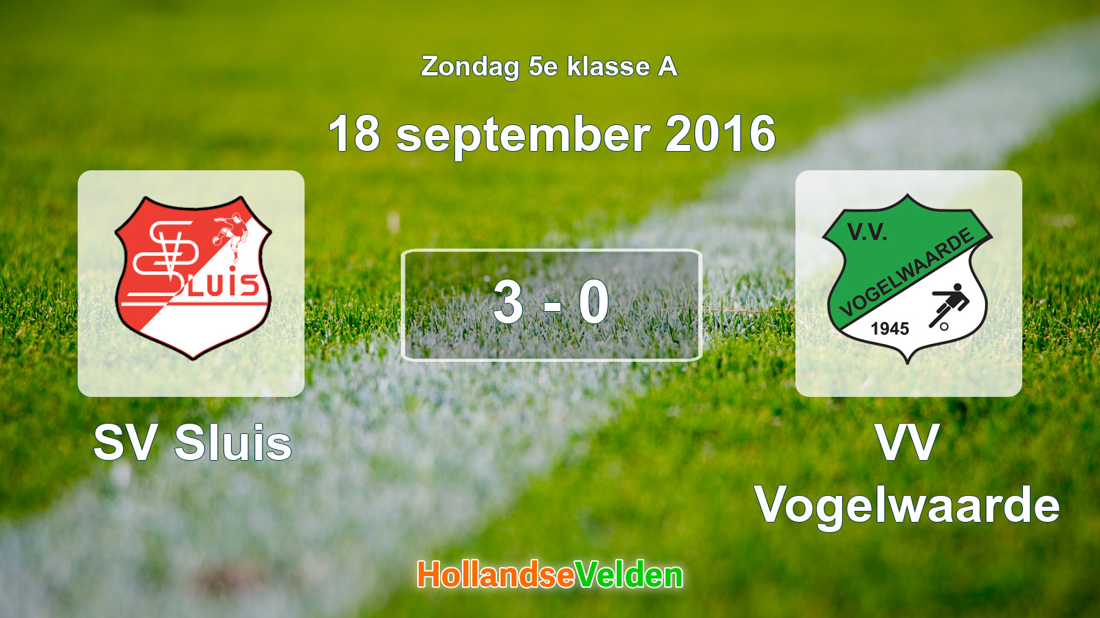 Gespeelde wedstrijd: SV Sluis - VV Vogelwaarde 3 - 0 (18 september 2016)