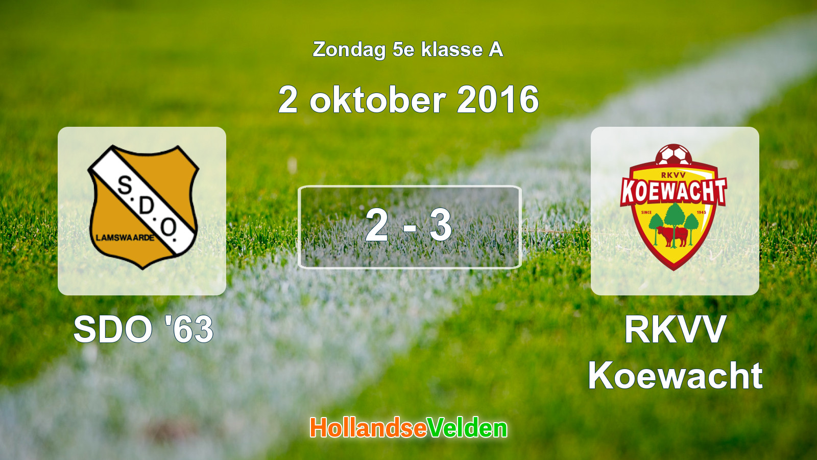 Gespeelde wedstrijd: SDO '63 - RKVV Koewacht 2 - 3 (2 oktober 2016)