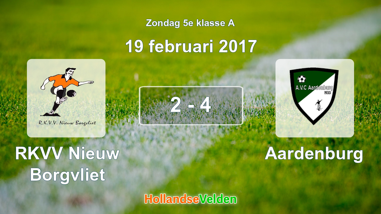 Gespeelde wedstrijd: RKVV Nieuw Borgvliet - Aardenburg 2 - 4 (19 februari 2017)