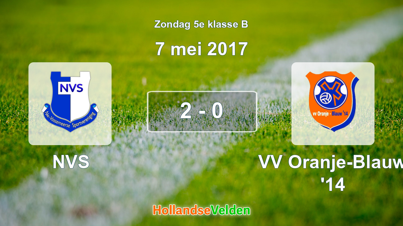 Gespeelde wedstrijd: NVS - VV Oranje-Blauw '14 2 - 0 (7 mei 2017)